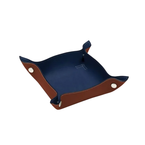 CALF LEATHER SERVING TRAY C ORGANGE & BLUE - Image 2