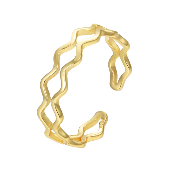 GOLD RIPPLE OPEN RING - WHITE & YELLOW