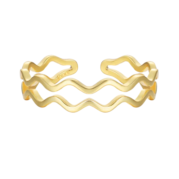 GOLD RIPPLE OPEN RING - WHITE & YELLOW - Image 2