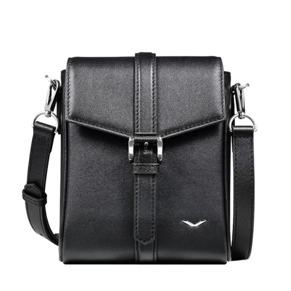 BUSINESS CROSSBODY LEATHER MINI COURIER & MESSENGER BAG FOR MEN C BLACK