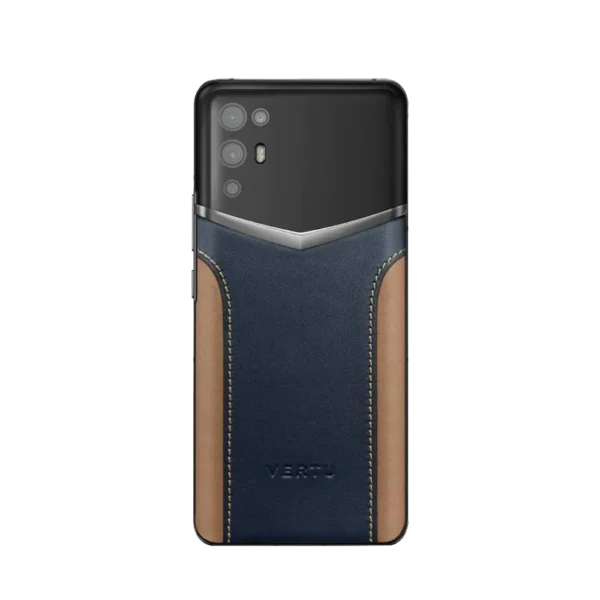 IVERTU CALFSKIN STITCHING PHONE C BLUE & BROWN