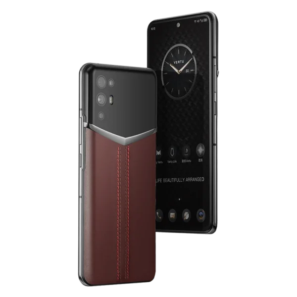 IVERTU STITCHED CALFSKIN 5G PHONE -BURGUNDY RED - Image 2