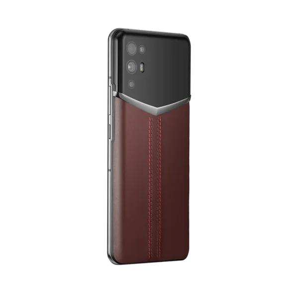 IVERTU STITCHED CALFSKIN 5G PHONE -BURGUNDY RED - Image 3