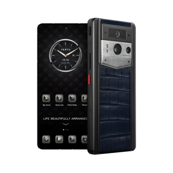 METAVERTU 2 ALLIGATOR SKIN WEB3 AI PHONE C NAVY BLUE(SILVER CASE)