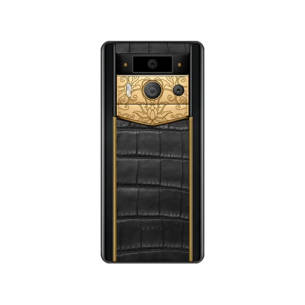 METAVERTU 2 LUXURY CUSTOM-MADE GOLDEN LOTUS WHISPER WITH ALLIGATOR SKIN WEB3 AI PHONE BLACK - Image 2