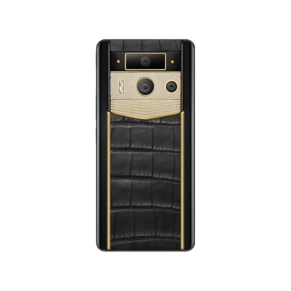 METAVERTU 2 LUXURY CUSTOM-MADE GOLD PLAIN WEAVE WITH DIAMOND ALLIGATOR SKIN WEB3 AI PHONE BLACK - Image 2