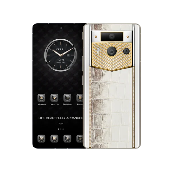 METAVERTU 2 CUSTOMIZED HIMALAYA ALLIGATOR SKIN WEB3 AI PHONE WHITE