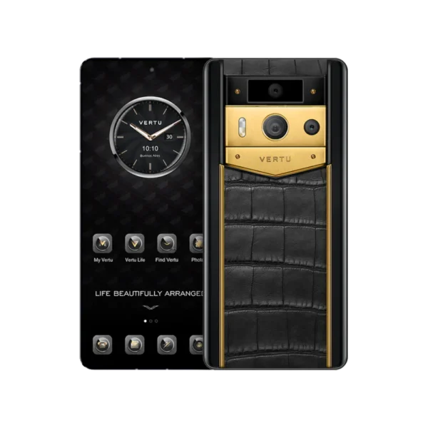 METAVERTU 2 LUXURY CUSTOM-MADE GOLD PLAIN WEAVE WITH DIAMOND HIMALAYA ALLIGATOR SKIN WEB3 AI PHONE WHITE