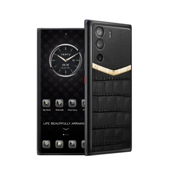 METAVERTU ALLIGATOR SKIN GOLD V 5G WEB3 PHONE C BLACK