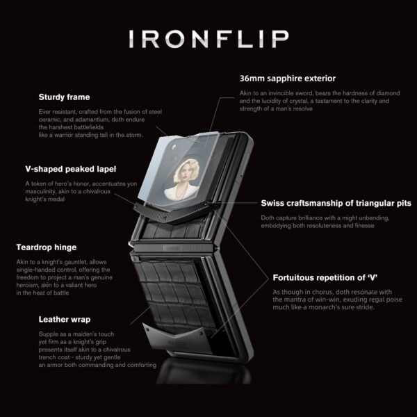 VERTU IRONFLIP ALLIGATOR SKIN SERIES-BASALT BLACK - Image 3