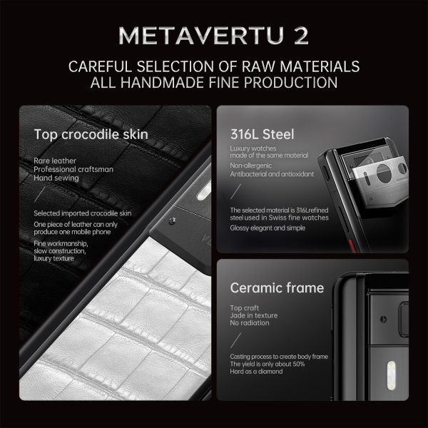 METAVERTU 2 WHITE ALLIGATOR SKIN WEB3 AI PHONE GREEN (SILVER CASE) - Image 2