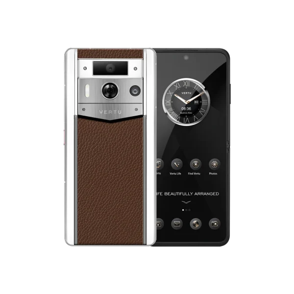 METAVERTU 2 WHITE CALFSKIN WEB3 AI PHONE CARAMEL (SILVER CASE)