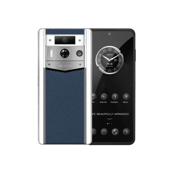 Metavertu 2 Max Screen White Calfskin Web3 Ai Phone Blue (Silver Case)