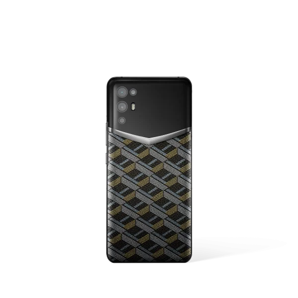 Ivertu Monogram Canvas Leather 5G Phone Black Gold
