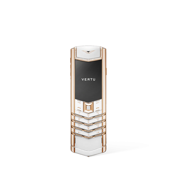 Signature V Diamond Alligator Skin Keypad Phone White