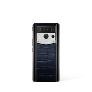 Metavertu 2 Max Screen Alligator Skin Web3 AI Phone Navy Blue (Silver Case)