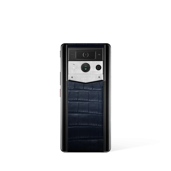 Metavertu 2 Max Screen Alligator Skin Web3 AI Phone Navy Blue (Silver Case)