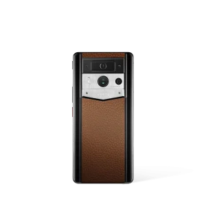 Metavertu 2 Max Screen Calfskin Web3 AI Phone Caramel Brown (Silver Case)