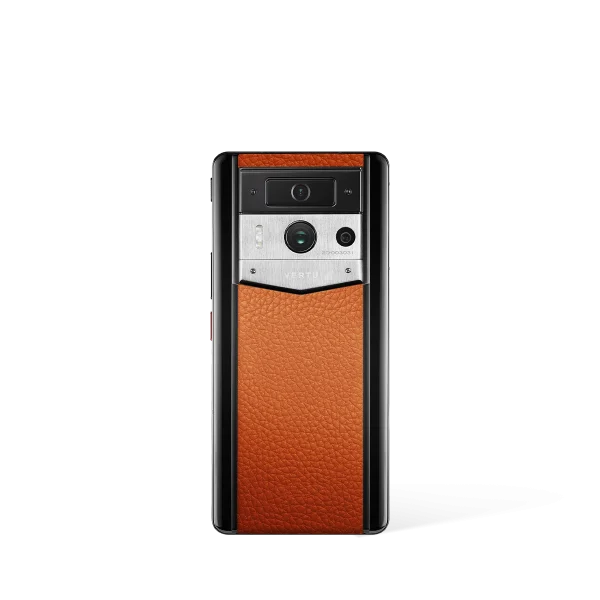 Metavertu 2 Max Screen Calfskin Web3 AI Phone Dawning Orange (Silver Case)