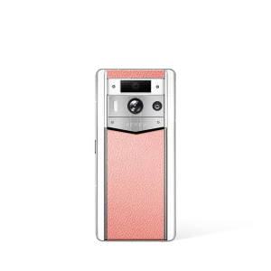 Metavertu 2 Max Screen White Calfskin Web3 AI Phone Pink (Silver Case)