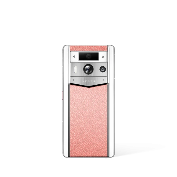 Metavertu 2 Max Screen White Calfskin Web3 AI Phone Pink (Silver Case)
