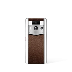 Metavertu 2 Max Screen White Calfskin Web3 AI Phone Caramel (Silver Case)