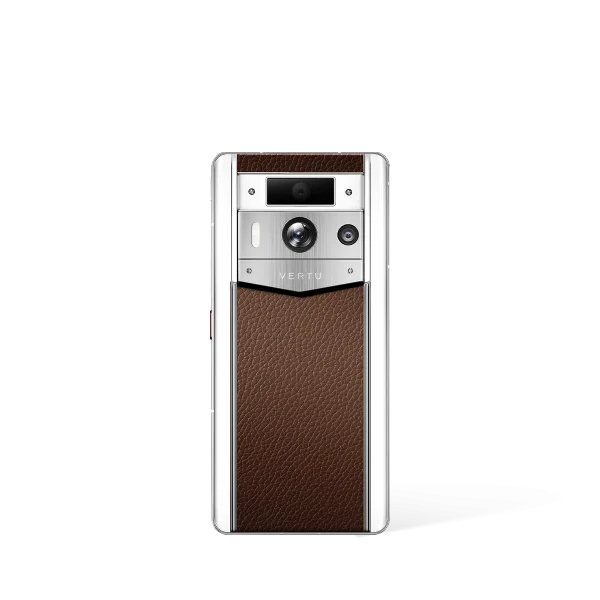 Metavertu 2 Max Screen White Calfskin Web3 AI Phone Caramel (Silver Case)
