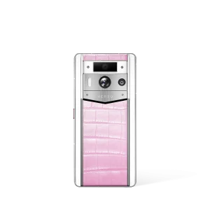 Metavertu 2 Max Screen White Alligator Skin Web3 AI Phone Pink (Silver Case)