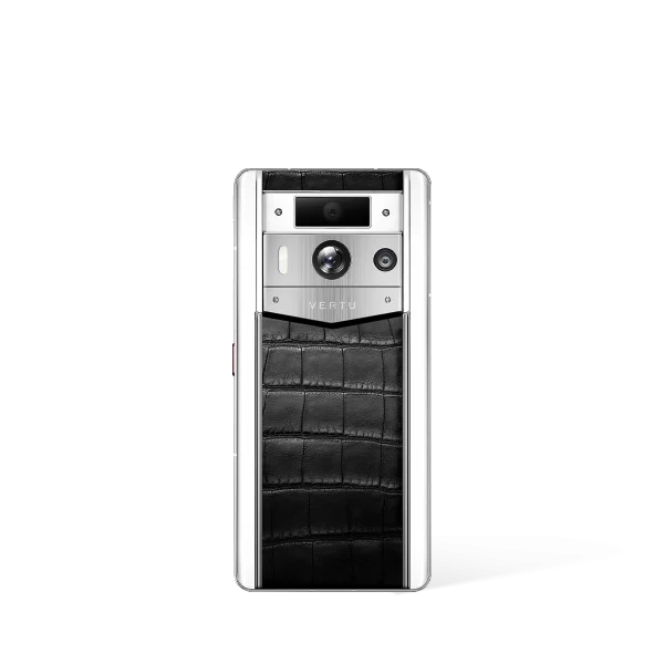 Metavertu 2 Max Screen White Alligator Skin Web3 AI Phone Black (Silver Case)