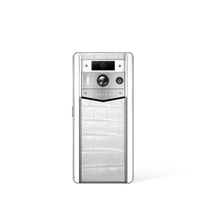 Metavertu 2 Max Screen White Alligator Skin Web3 AI Phone White (Silver Case)