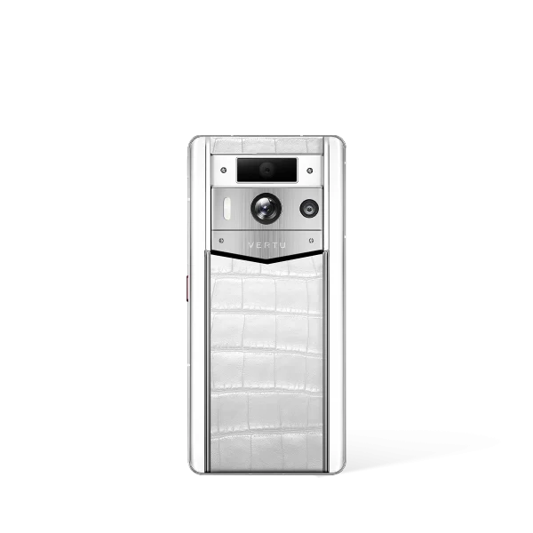 Metavertu 2 Max Screen White Alligator Skin Web3 AI Phone White (Silver Case)