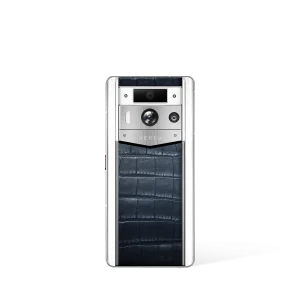 Metavertu 2 Max Screen White Alligator Skin Web3 AI Phone blue (Silver Case)