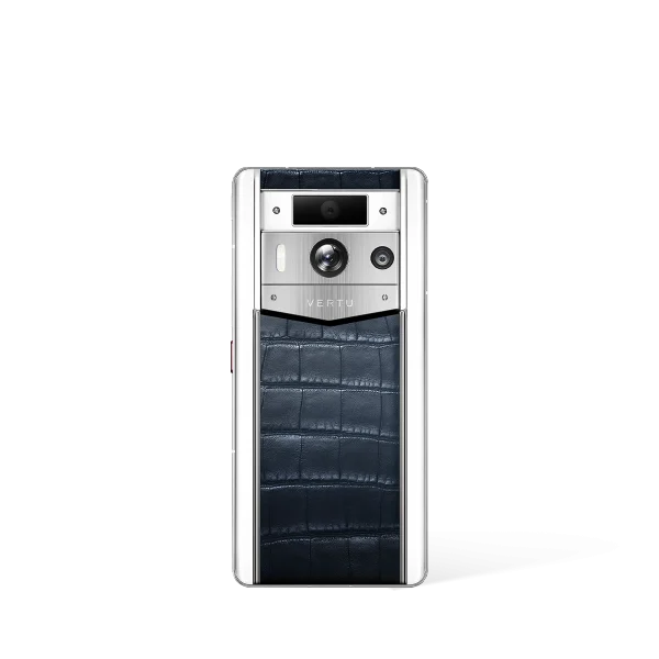 Metavertu 2 Max Screen White Alligator Skin Web3 AI Phone blue (Silver Case)
