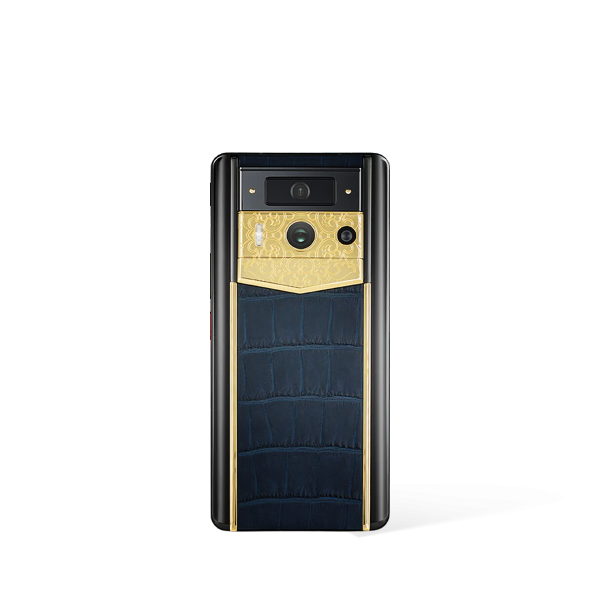 Metavertu 2 Max Screen Luxury Custom-Made Lotus Memory With Alligator Skin Web3 AI Phone - Navy Blue