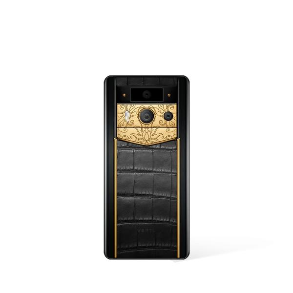 Metavertu 2 Max Screen Luxury Custom-Made Golden Lotus Whisper With Alligator Skin Web3 AI Phone Black
