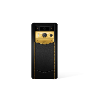 Metavertu 2 Max Screen Luxury Custom-Made Gold Radiant Blade Edition With Black Ink Calfskin Web3 AI Phone Black
