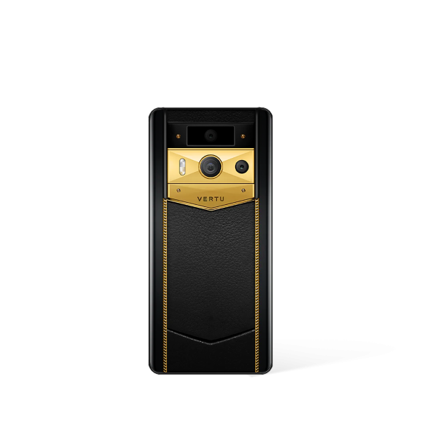 Metavertu 2 Max Screen Luxury Custom-Made Gold Radiant Blade Edition With Black Ink Calfskin Web3 AI Phone Black