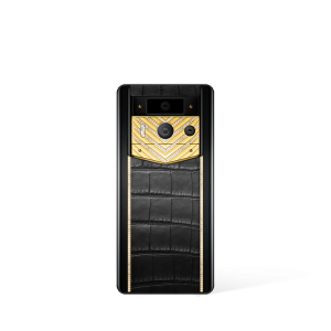 Metavertu 2 Max Screen Luxury Custom-Made Gold With Diamonds Alligator Skin Web3 AI Phone - Black