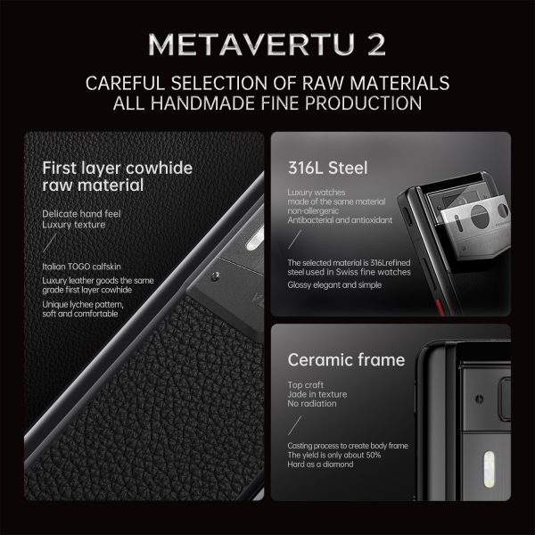 Metavertu 2 Max Screen Calfskin Web3 AI Phone Black - Image 2