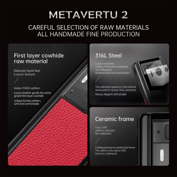 Metavertu 2 Max Screen Calfskin Web3 AI Phone Raspberry Red - Image 2