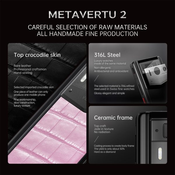 Metavertu 2 Max Screen Alligator Skin Web3 AI Phone Pink - Image 2