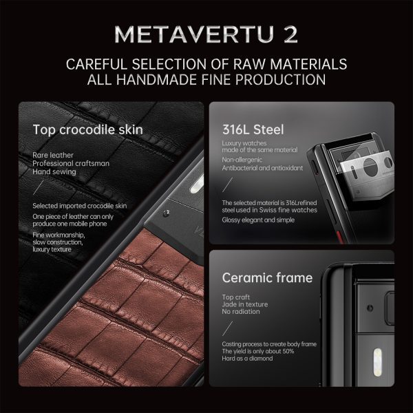Metavertu 2 Max Screen Alligator Skin Web3 AI Phone Amber Brown - Image 2