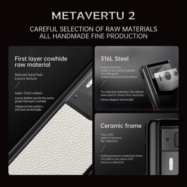 Metavertu 2 Max Screen Calfskin Web3 AI Phone Moon White - Image 2