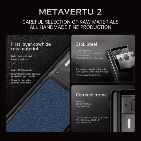 Metavertu 2 Max Screen Calfskin Web3 AI Phone Blue (Silver Case) - Image 2