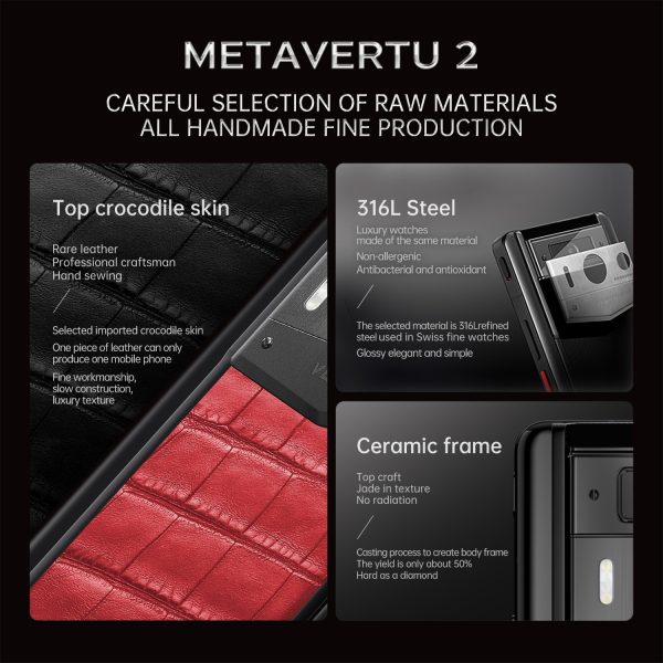 Metavertu 2 Max Screen Alligator Skin Web3 AI Phone Flame Red - Image 2