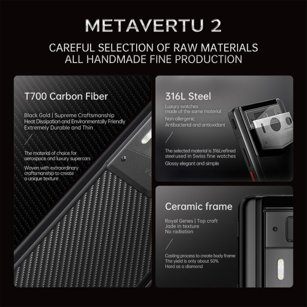 Metavertu 2 Max Screen Carbon Fiber Web3 AI Phone - Black (Silver Case) - Image 2